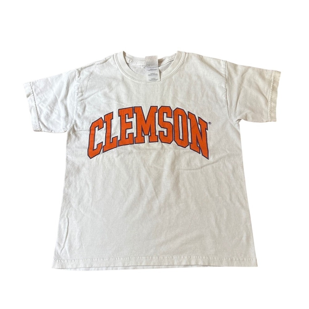 Gildan Clemson T Shirt Kids White Collegiate Graphic Logo SIZE Youth S